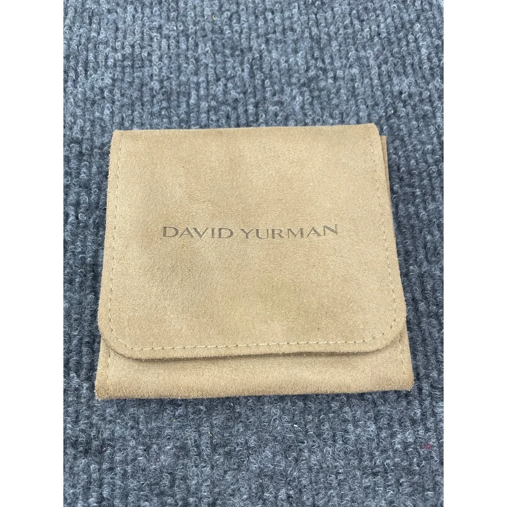 David Yurman Tan Faux Suede Jewelry Pouch Snap Closure Travel Case 3.5in Square